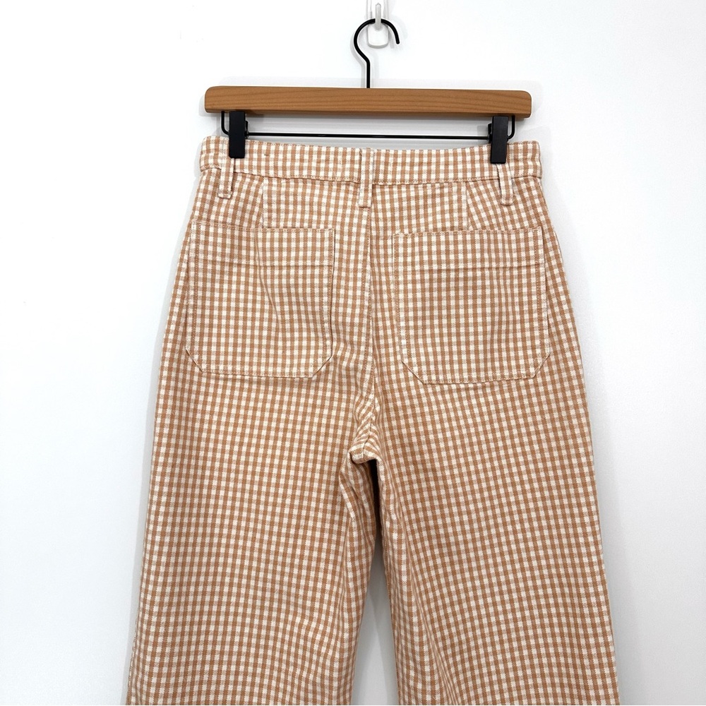 Madewell Gingham Emmett Wide Leg Crop Pants Tan White Size 28 - Picture 10 of 12